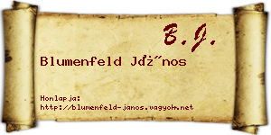 Blumenfeld János névjegykártya